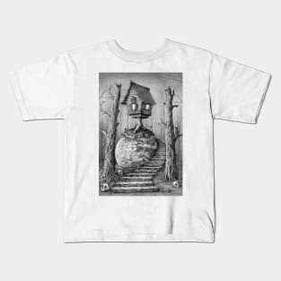 Baba Yaga hut - Spooky homestead in dark forest Kids T-Shirt